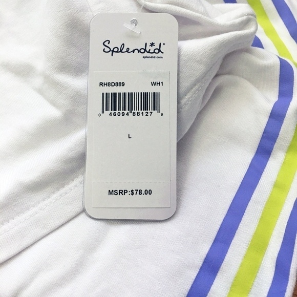 SPLENDID Top Vented Slit Back White Rayon Fitness Tee Athletic Workout Yoga - Picture 8 of 11